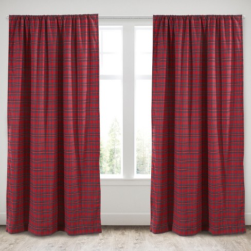 Plaid Fur Lined Curtain Panel With Rod Pocket - Levtex Home : Target