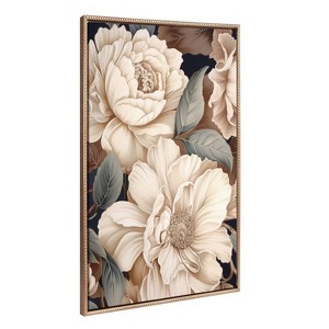 Kate & Laurel All Things Decor 31.5"x41.5" Sylvie Beaded Retro Glam Floral in Muted Color Tones Framed by The Creative Bunch Studio Gold - 1 of 4