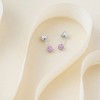 Girl's Small Ball of Gems CZ Screw Back Sterling Silver Earrings - In Season Jewelry - 4 of 4