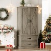 Coucheta 66'' Farmhouse Kitchen Pantry with Barn Door, 2-Drawer Storage Cabinet with Adjustable Shelves for Living Room, Bathroom, Office - 4 of 4