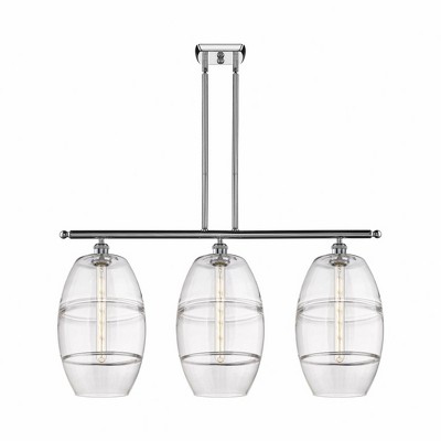 Vaz - 3 Light Stem Hung Island In Industrial Style-19 Inches Tall and 36.5 Inches Wide