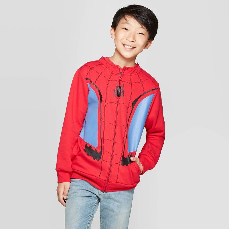 Kids' Spider-Man Costume Fleece Sweatshirt - Red, 1 of 8