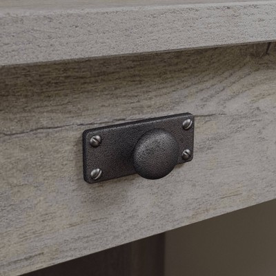 Mystic Oak Gray Corner Desk with Drawer and Keyboard Tray