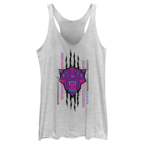 Women's Black Panther: Wakanda Forever Geometric Black Panther Icon Scratch Racerback Tank Top - image 1 of 4