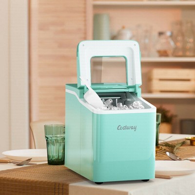 Compact Green ABS Countertop Portable Ice Maker with Scoop