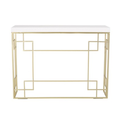 Depue Modern Glam Geometric Console Table Gold/White - Christopher Knight Home