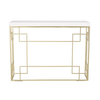 Depue Modern Glam Geometric Console Table Gold/White - Christopher Knight Home