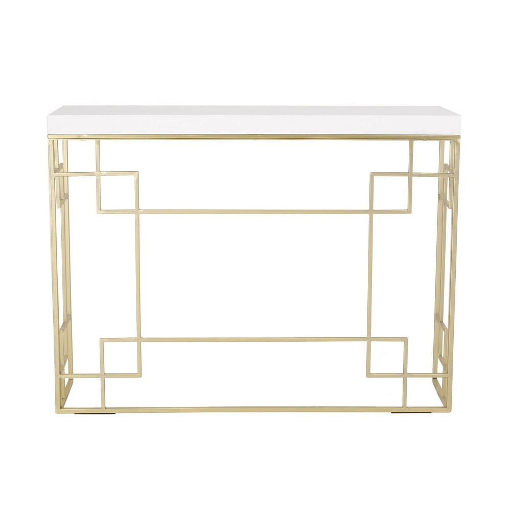 Photos - Coffee Table Depue Modern Glam Geometric Console Table Gold/White - Christopher Knight
