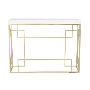 Depue Modern Glam Geometric Console Table Gold/White - Christopher Knight Home