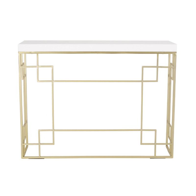 Depue Modern Glam Geometric Console Table Gold/White - Christopher Knight Home, 1 of 12