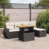 vidaXL Patio Sofa Set with Cushions Outdoor Furniture 6 Piece Poly Rattan - Black and Cream with Storage - 2 of 4