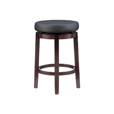 Maya 24" Black Faux Leather Swivel Counter Stool