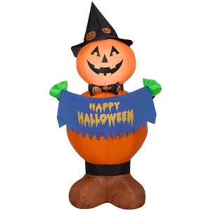 Gemmy Airblown Inflatable Pumpkin Witch , 4 ft Tall, Multi - 1 of 4