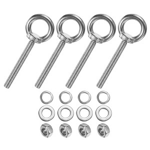 Unique Bargains Stainless Steel Durable Rust-Resistant Eyebolts with Nuts Washers Male Screw for Fastening 10 Pcs - 1 of 4