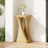 TiramisuBest Twist Shape Garden Side Table, Outdoor Concrete Accent Table with Wood-Look Finish,Black - 3 of 4