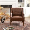 KINWELL Mid-Century Modern Top-Grain Genuine Leather Tufted Upholstered Armchair - 2 of 4