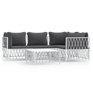 vidaXL Garden Lounge Set White Woven fabric, powder-coated steel, textilene - 1 of 4