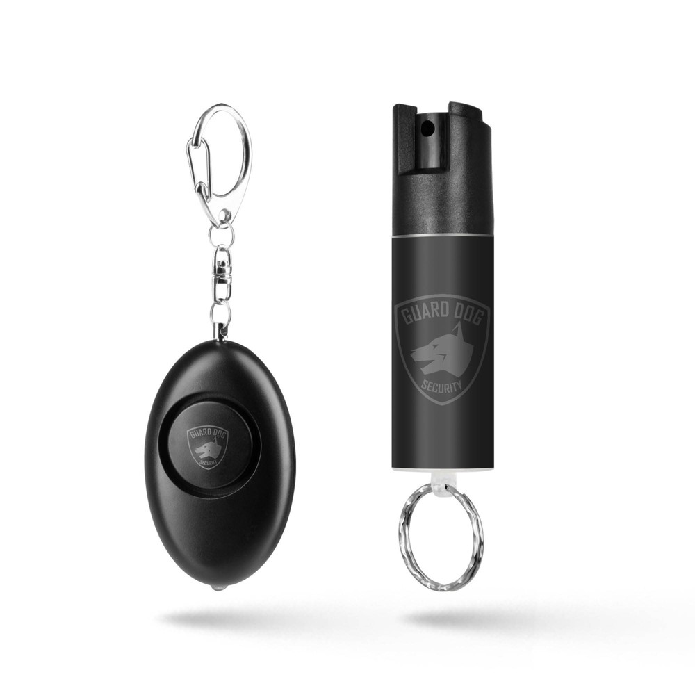 Guard Dog Security on The Go Protection Set Keychain Pepper Spray with Keychain Alarm and LED Light Black