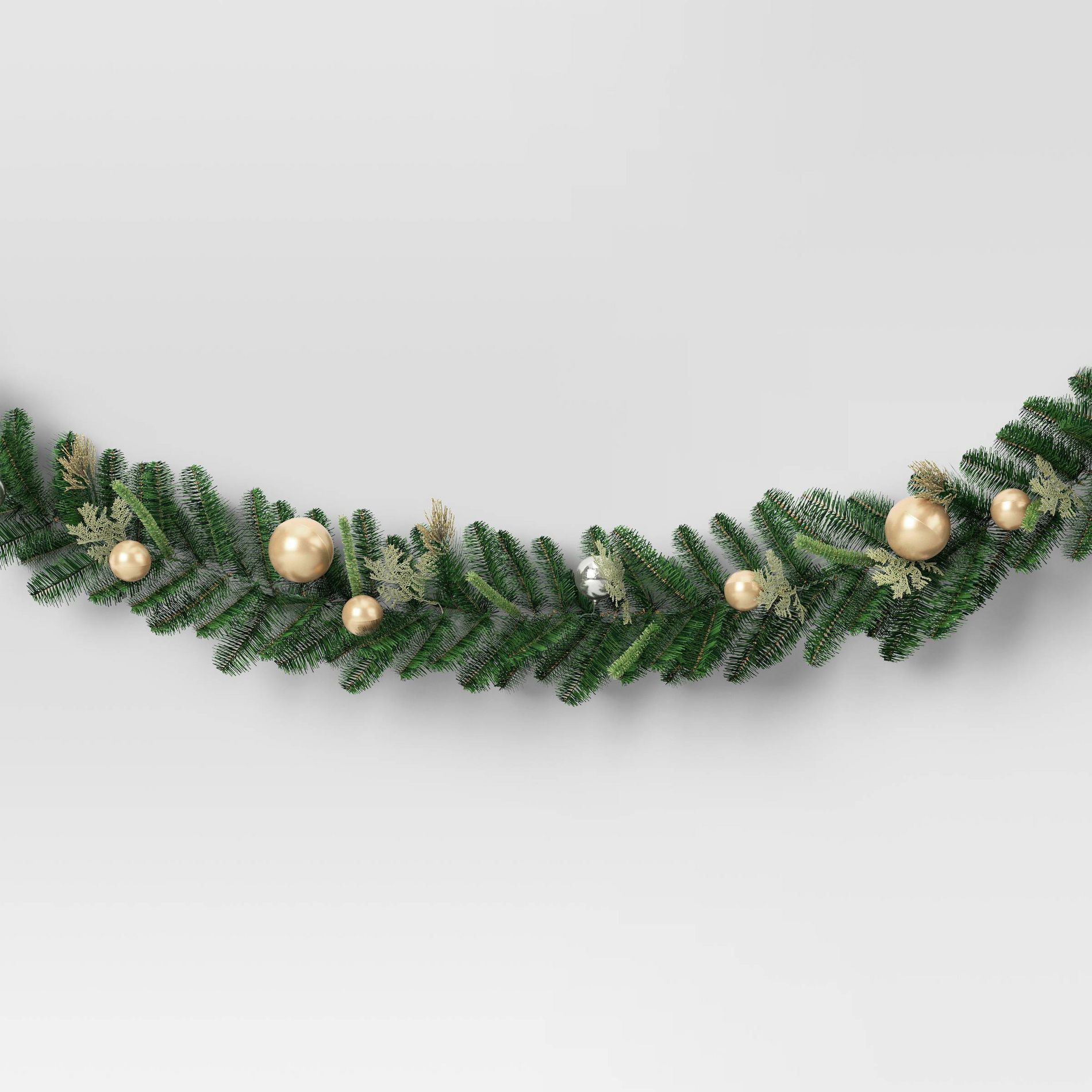 6' Decorated Mixed Greenery Christmas Artificial Garland Green/Champagne Gold - Wondershop™