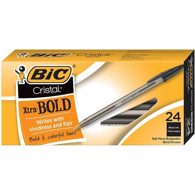 BIC Cristal Bold Non-Refillable Ball Point Pen, 1.6 mm Medium Tip, Black, pk of 24