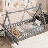 KWPZQEB Floor Bed with Safety Guardrails for Kids, Montessori Bed with Tent-Shaped & Wood Slats, Floor Bed Frame for Girls and Boys - 3 of 4