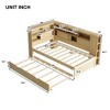 Twin Size Wood Daybed with Storage Shelves, USB and Trundle, 4D - ModernLuxe - 4 of 4