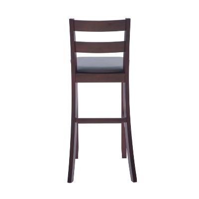 Torino 31" Ladder Back Merlot Wood & Brown Faux Leather Barstool