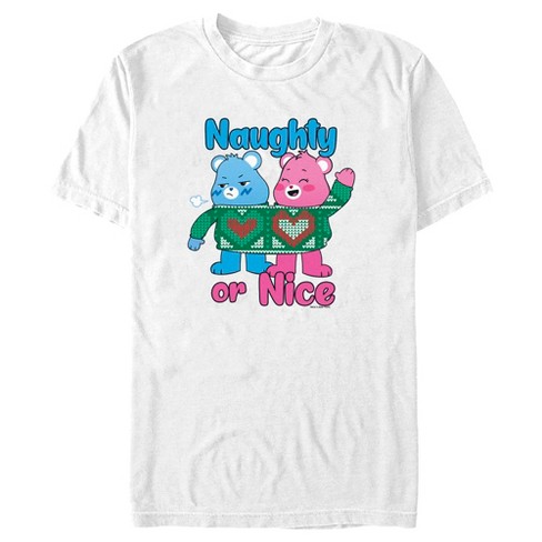 Men's Care Bears Christmas Cheer Bear And Grumpy Bear Naughty Or Nice  T-shirt : Target