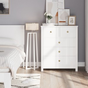 5 Drawers Dresser with Round Shape Handle for Bedroom and Entryway - 1 of 4