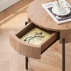 Round End Table, 2-Tier Side Table with Growth Rings Wood Design, Industrial Sofa Table with Drawer and Storage Space - 2 of 4