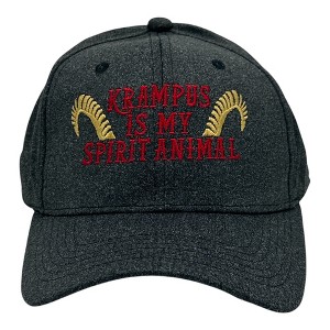 Krampus Is My Spirit Animal Hat Funny Sarcastic Christmas Graphic Novelty Cap - Crazy Dog Black Standard - 1 of 4