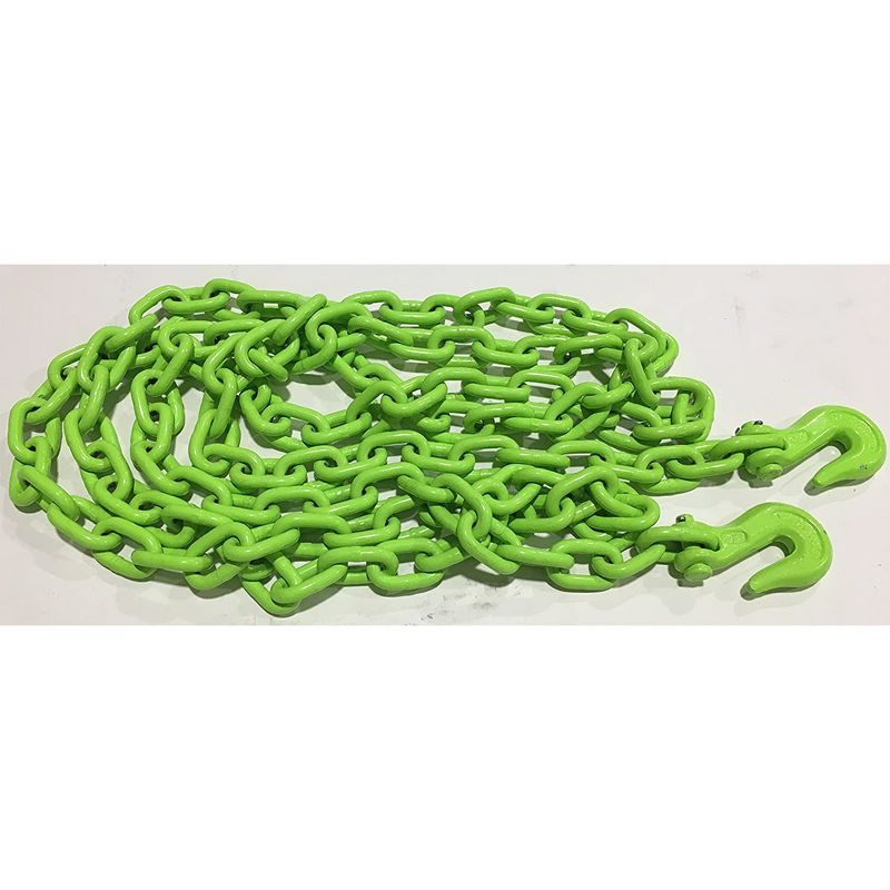 Timber Tuff 5/16 Inch x 14 Foot Multipurpose Grade 43 Log Chain with 2 Hooks for Logging, Towing ATV's, and More, Lime Green, 3 of 6