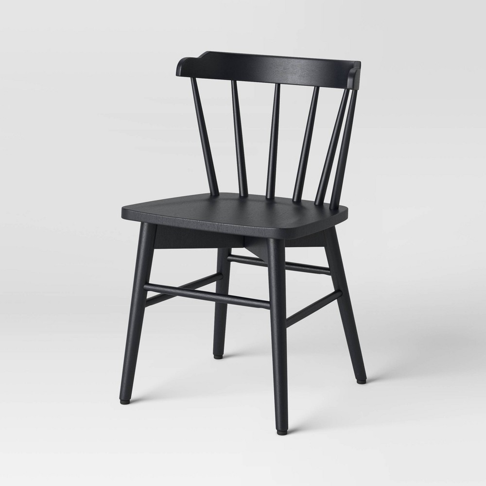 Photos - Dining Table Wooden Barrel Dining Chair Black (KD) - Threshold™: Curved Back, Wood Fram