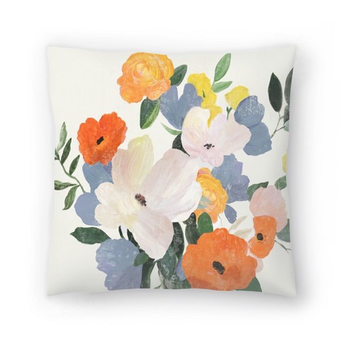 One Floral outdoor pillow cover, Pink Orange decorative throw pillow,  Tropical pillow, accent pillow, Floral pillow, Hawaiian Pillow