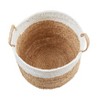 Saro Lifestyle Raffia Duo-Tone Woven Basket (Set of 3), Beige - 2 of 4