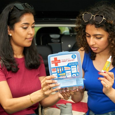 Johnson & Johnson Travel Ready Portable First Aid Kit, 80 Pieces
