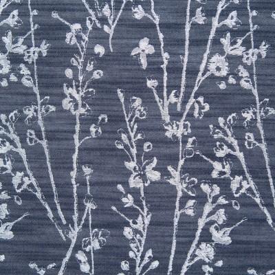 Dark Blue Floral Jacquard Room Darkening Grommet Curtains - 52 x 96 Inches