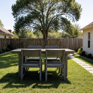 GDFStudio Reni Farmhouse 5 Piece Outdoor Slatted Dining Set - 1 of 4