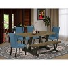 HomeStock 6-Piece Rectangle Distressed Jacobean Finish Solid Wood Top Dining Table with 1-Bench, 4-Chairs - 2 of 4
