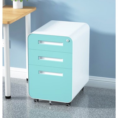 Fontoi Decorative Storage Cabinets, File Storage Cabinet with 3 Drawers and 5 Wheels, Vertical File Organizer for Office, Green, 18.11"*22.83"*15.75"