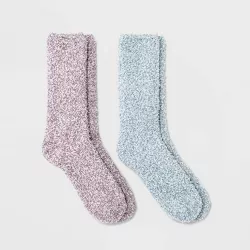 Women's Cozy Marled 2pk Crew Socks - Universal Thread™ Purple/Gray 4-10