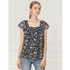 INSPIRE CHIC Women's Chiffon Ruffle Sleeve Square Neck Floral Print Blouse - 2 of 4