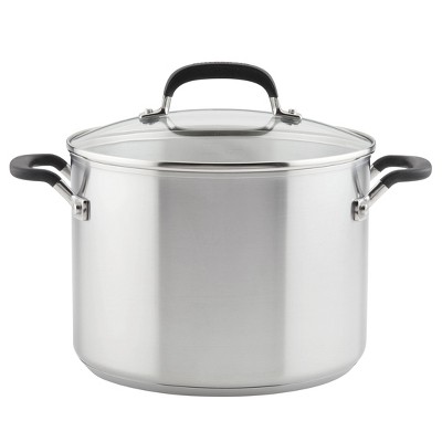 Cook N Home Stainless Steel Stockpot 8 Quart, Tri-Ply Clad Stock Pot with  Glass Lid, Silver 