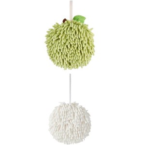 REGALWOVEN 2 Pack Soft Absorbent Chenille Fuzzy Ball Hand Towels for Bathroom Home Decor 6" x 6" - 1 of 4