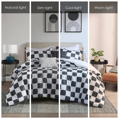 Intelligent Design Twin/Twin XL Harlow Checkered All Season Comforter Set Black/White: Hypoallergenic Teen Bedding, OEKO-TEX Certified — фото 7