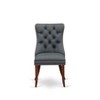 East West Furniture Dallas Parson Dining Chairs - Button Tufted Nailhead Trim Platinum Gray faux Leather Padded Chairs, Set of 2, Mahogany - 3 of 4