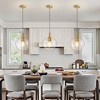 POWLIG 9.45 inch Modern Gold Pendant Light with Unique Clear Glass Shade - Adjustable Hanging Fixture for Kitchen, Dining Room, Bedroom - 3 of 4