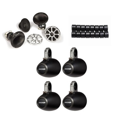 Kicker Wake Tower 6.5" Speakers with Horn Compression Drivers (Black Cans Silver Grills)