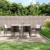 vidaXL Patio Dining Set with Cushions Poly Rattan and Steel - Brown 55.1" Table Length 6-Piece - 2 of 4