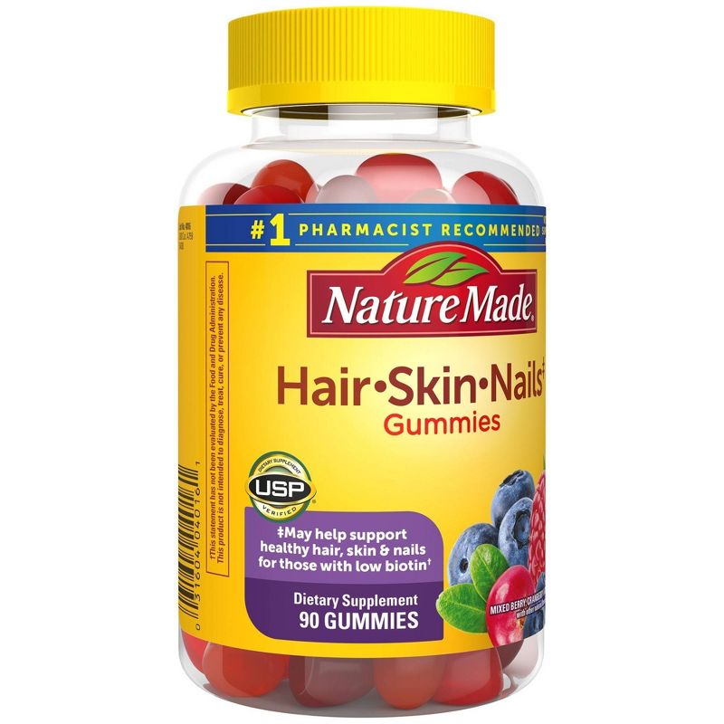 Nature Made Hair, Skin &#38; Nails 2500 mcg Gummies - Mixed Berry - 90ct, 4 of 9
